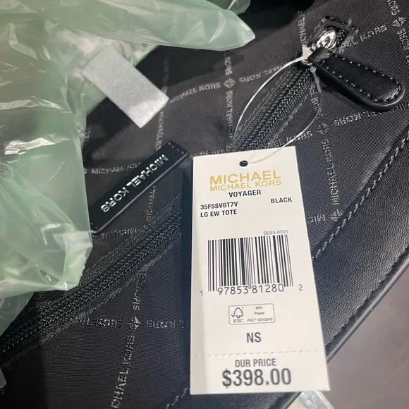 MICHAEL KORS Voyager Large Color-Block Metallic Signature Logo EW Tote Shoulder - Picture 13 of 16